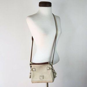 Vtg Dooney & Bourke All White Bone Florentine Leather Bag Crossbody Satchel